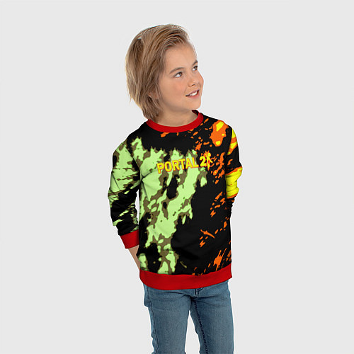 Детский свитшот Portal огненные краски текстура / 3D-Красный – фото 3