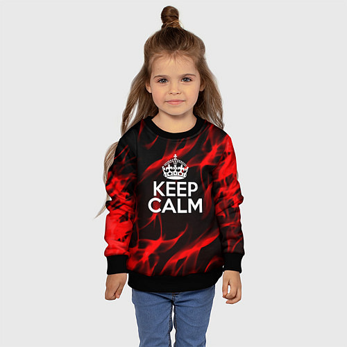 Детский свитшот Keep calm flame red / 3D-Черный – фото 4