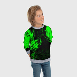 Свитшот детский Зелёная энергия на чёрном фоне, цвет: 3D-меланж — фото 2