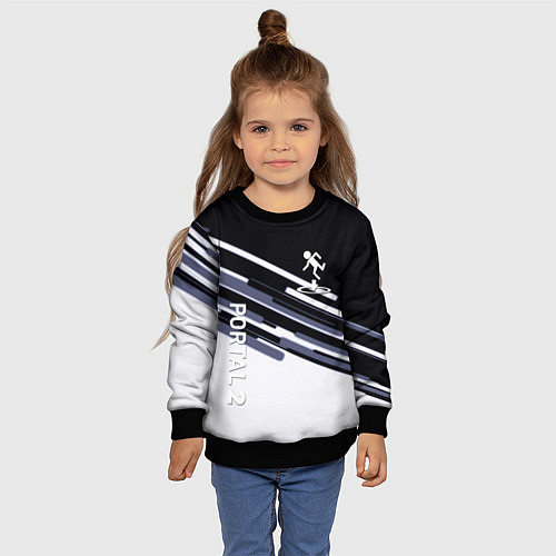 Детский свитшот Portal line geometry / 3D-Черный – фото 4