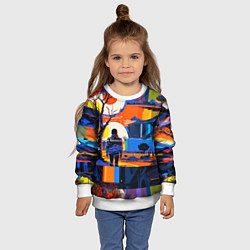 Свитшот детский Ночная прогулка абстракция, цвет: 3D-белый — фото 2