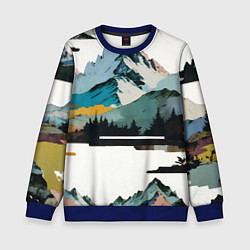 Свитшот детский Арт горы абстракция, цвет: 3D-синий