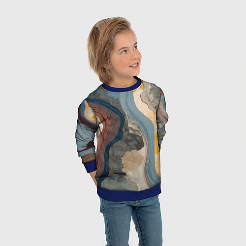 Детский свитшот Флюид арт / 3D-Синий – фото 3