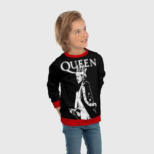 Детский свитшот Queen Freddie Mercury король / 3D-Красный – фото 3