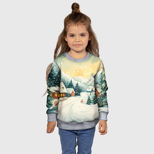 Детский свитшот Праздничная деревушка / 3D-Меланж – фото 4