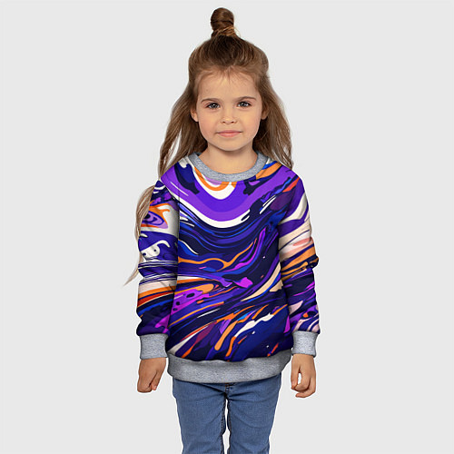 Детский свитшот Разноцветная абстракция разводов / 3D-Меланж – фото 4