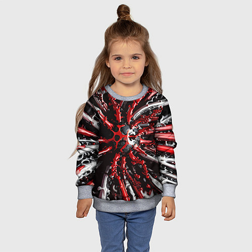 Детский свитшот Красно-белая инфекция / 3D-Меланж – фото 4