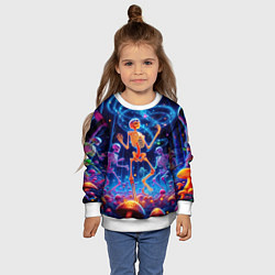 Свитшот детский Танец неоновых скелетов под грибами, цвет: 3D-белый — фото 2