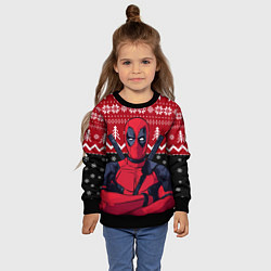 Свитшот детский Дэдпул новогодний узор, цвет: 3D-черный — фото 2