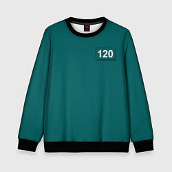 Свитшот детский Игрок 120 - Игра в кальмара, цвет: 3D-черный