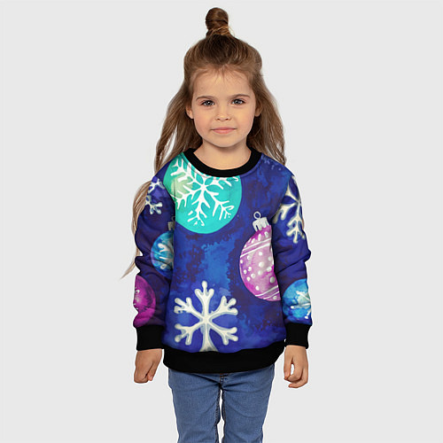 Детский свитшот Новогодний узор / 3D-Черный – фото 4