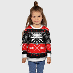 Свитшот детский Ведьмак новогодний ugly свитер, цвет: 3D-белый — фото 2