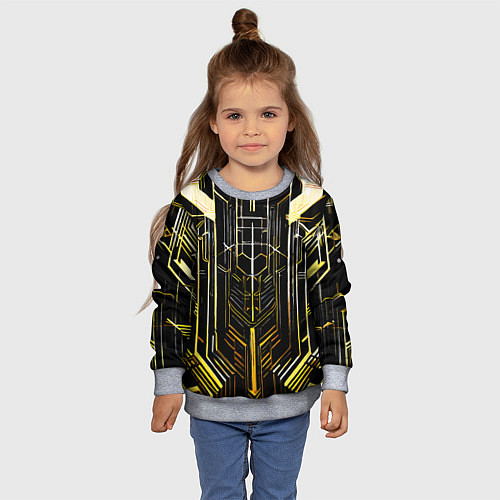 Детский свитшот Gold lines on a black background / 3D-Меланж – фото 4