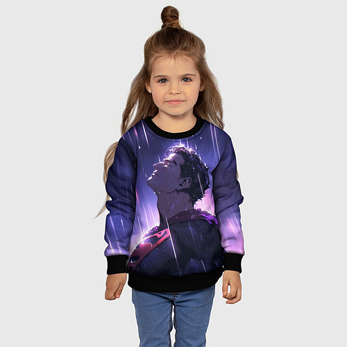 Детский свитшот Superman - Neon rain / 3D-Черный – фото 4