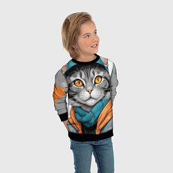 Свитшот детский Городской кот, цвет: 3D-черный — фото 2