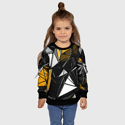 Свитшот детский Жёлто-белые рельефные треугольники на чёрном фоне, цвет: 3D-черный — фото 2