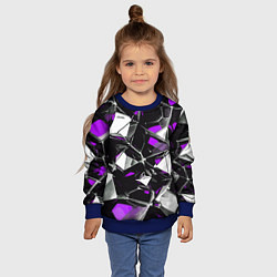 Свитшот детский Фиолетово-белый паттерн на чёрном фоне, цвет: 3D-синий — фото 2