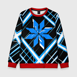 Свитшот детский Сине-белая звезда и полосы на чёрном фоне, цвет: 3D-красный