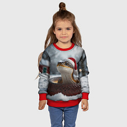 Свитшот детский Новогодняя змея на снегу, цвет: 3D-красный — фото 2