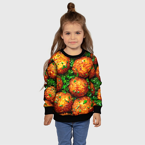 Детский свитшот Котлеты / 3D-Черный – фото 4