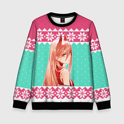 Свитшот детский Новогодний свитер Пауэр из Человек-бензопила, цвет: 3D-черный