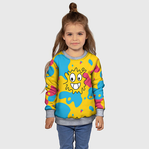 Детский свитшот Абстрактный узор с забавной желтой кляксой / 3D-Меланж – фото 4