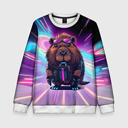 Свитшот детский Капибара нео, цвет: 3D-белый