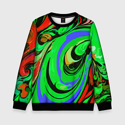 Свитшот детский Красно-зелёный узор, цвет: 3D-черный