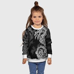 Свитшот детский Серый дракон трайбл, цвет: 3D-белый — фото 2