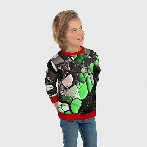 Детский свитшот Чёрно-зелёный камень / 3D-Красный – фото 3