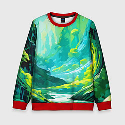 Свитшот детский Зелёная кислотная абстракция, цвет: 3D-красный