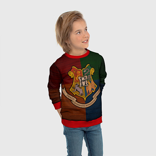 Детский свитшот Hogwarts emblem / 3D-Красный – фото 3