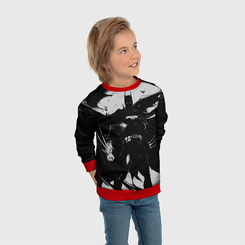 Детский свитшот Бэтмен - арт / 3D-Красный – фото 3
