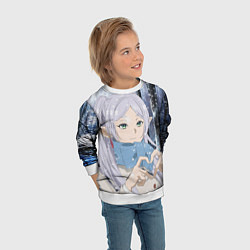 Свитшот детский Фрирен в зимнем лесу, цвет: 3D-белый — фото 2