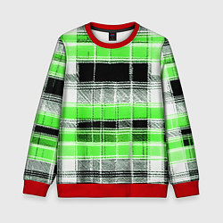Свитшот детский Белые полосы на чёрно-зелёном фоне, цвет: 3D-красный