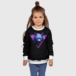 Свитшот детский Волк в неоне, цвет: 3D-белый — фото 2