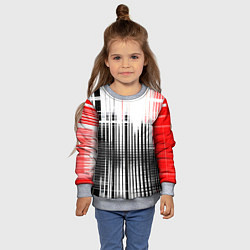Свитшот детский Красно-чёрный гранж на белом фоне, цвет: 3D-меланж — фото 2