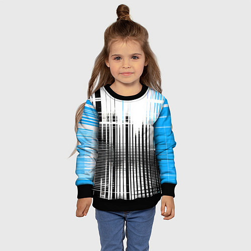 Детский свитшот Сине-чёрный гранж на белом фоне / 3D-Черный – фото 4