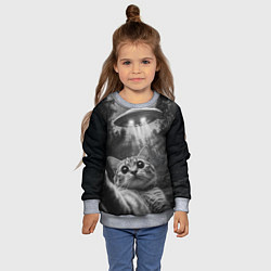 Свитшот детский Котик и НЛО, цвет: 3D-меланж — фото 2