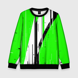 Детский свитшот Black and white vertical stripes on a green backgr