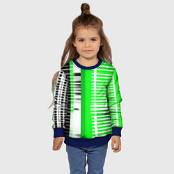 Свитшот детский Белые полосы на зелёно-чёрном фоне, цвет: 3D-синий — фото 2