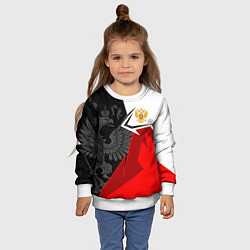 Свитшот детский Герб России - красно-белый, цвет: 3D-белый — фото 2