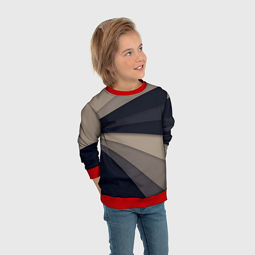 Детский свитшот Фрактальные линии / 3D-Красный – фото 3