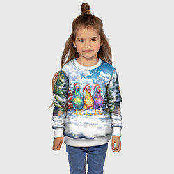 Свитшот детский Новогодние петухи, цвет: 3D-белый — фото 2
