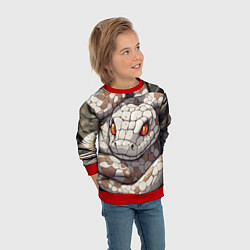 Свитшот детский Бежевая змея с красными глазами, цвет: 3D-красный — фото 2