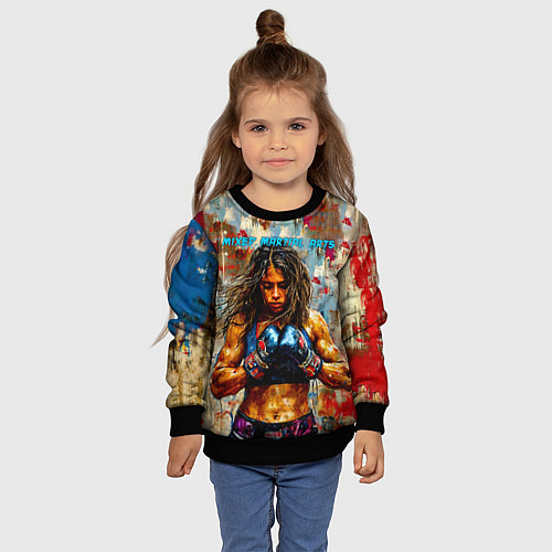 Детский свитшот Девочка миксфайтер / 3D-Черный – фото 4