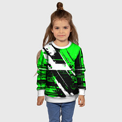 Свитшот детский Diagonal black and white stripes on a green backgr, цвет: 3D-белый — фото 2