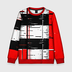 Свитшот детский Чёрные и красные полосы на белом фоне, цвет: 3D-красный