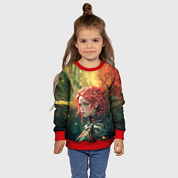 Свитшот детский Рыжая футуристичная воительница, цвет: 3D-красный — фото 2