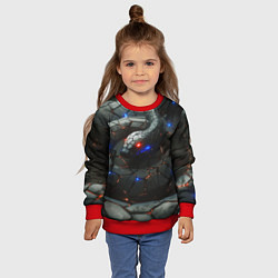 Свитшот детский Змея в стиле киберпанк, цвет: 3D-красный — фото 2